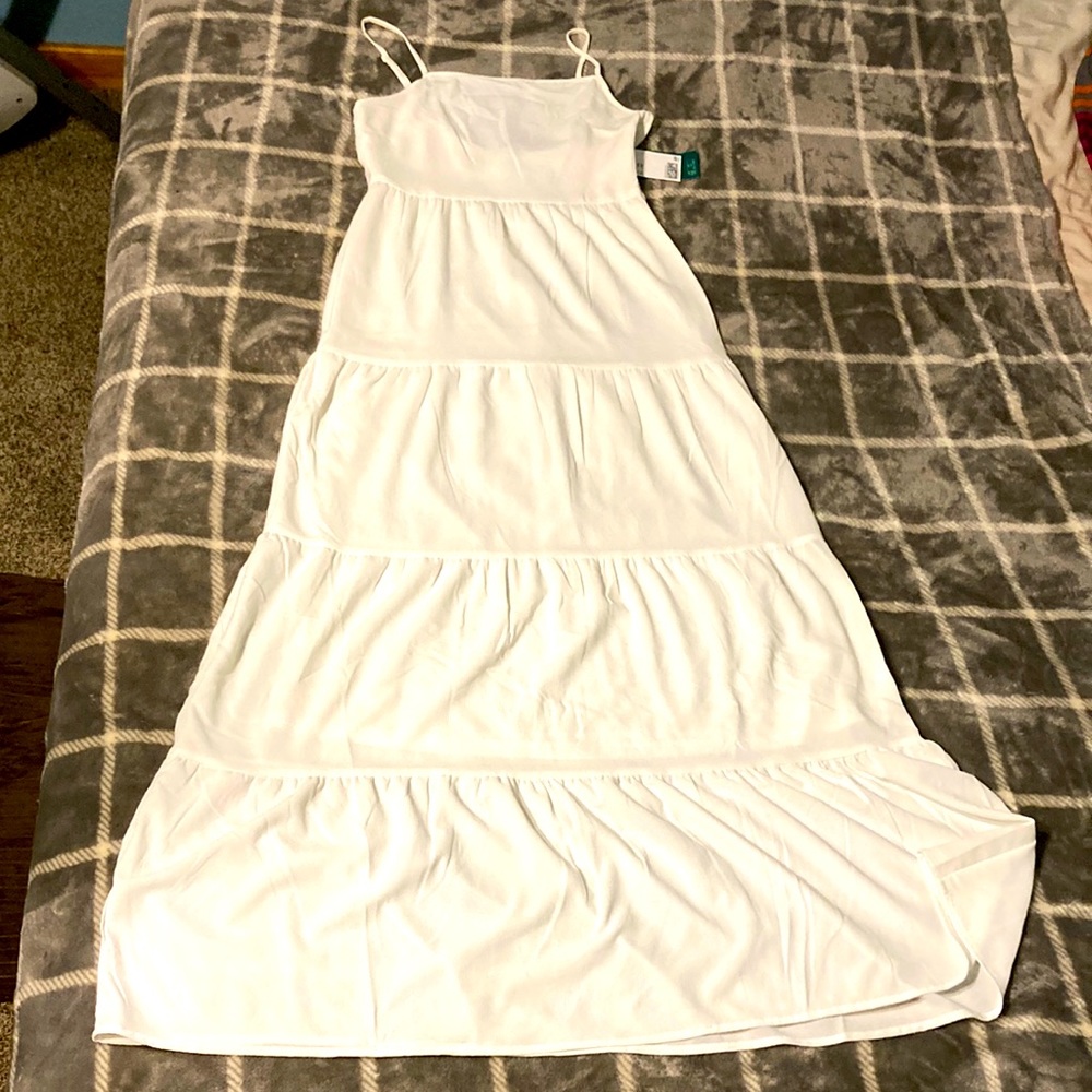 H&M Conscious floor white maxi dress spaghetti straps  XXS